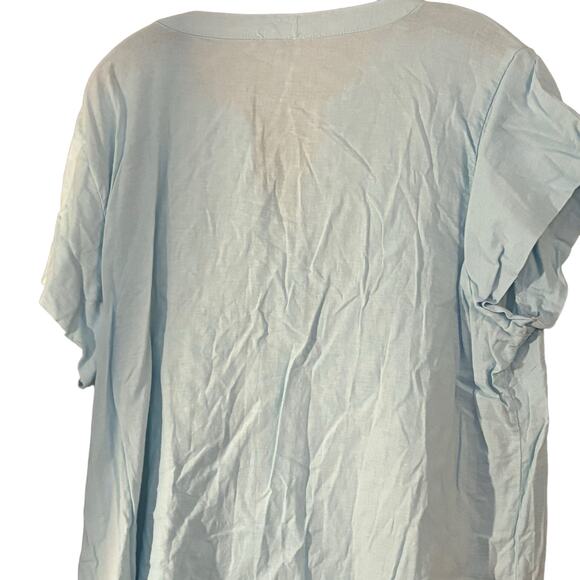 Mercer & Madison Womens 2X Linen Top Blouse Light Blue Lagenlook Summer - Picture 7 of 8